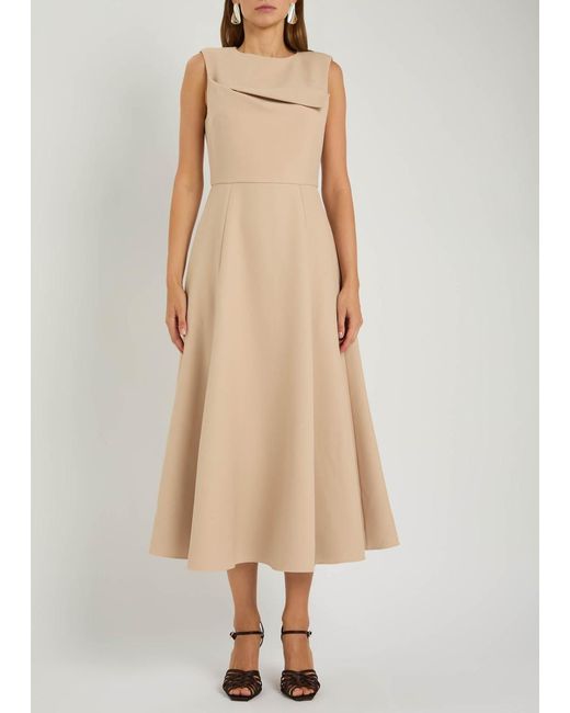 Roland Mouret Natural Panelled Crepe Midi Dress