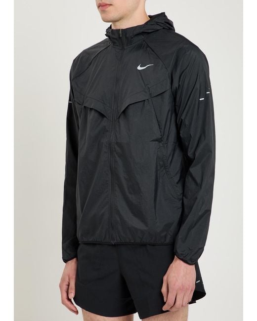 Nike Black Repel Uv Hooded Running Jacket for men