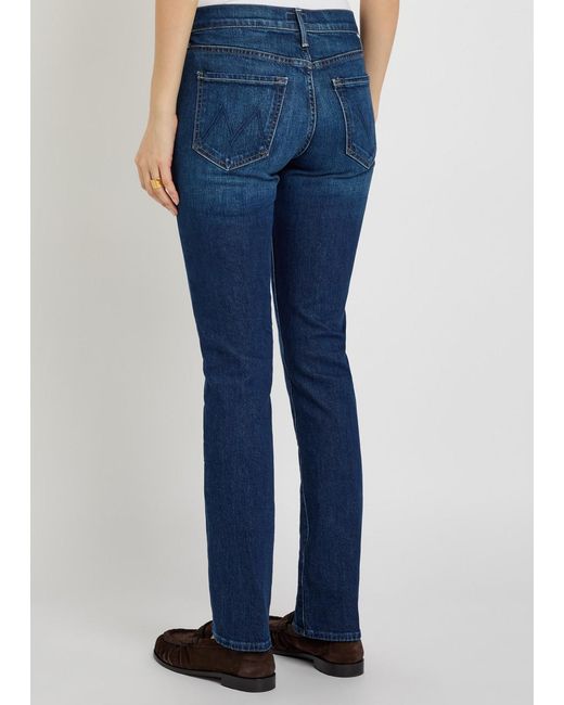 Mother Blue The Rascal Skimp Slim Tapered-Leg Stretch-Denim Jeans
