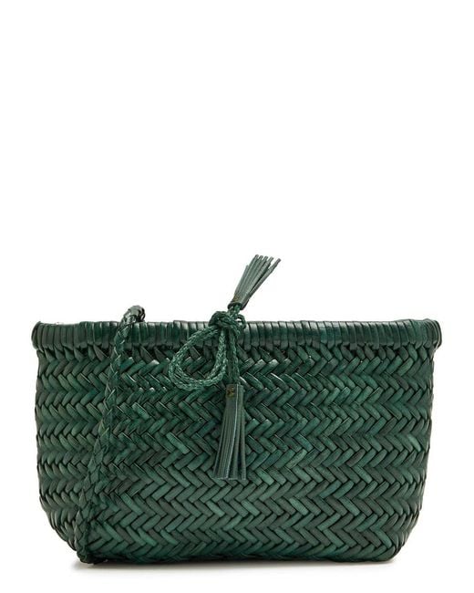 Dragon Diffusion Green Minsu Woven Leather Cross-Body Bag