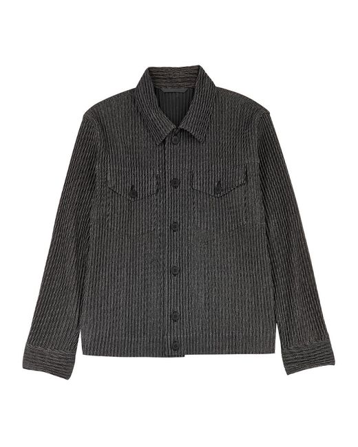 Homme Plissé Issey Miyake Gray Pleated Printed Jersey Shirt for men