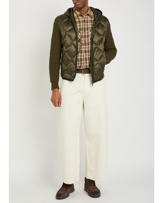 Moncler Green Hooded Quilted Shell And Cotton-Blend Cardigan for men