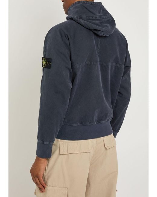 Stone Island Blue Hooded Canvas Jacket for men