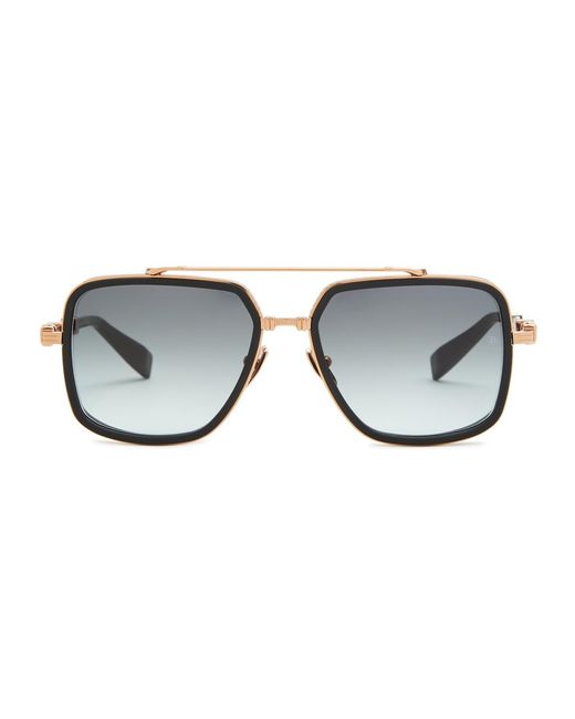BALMAIN EYEWEAR Black Officier Square-frame Aviator-style Sunglasses for men