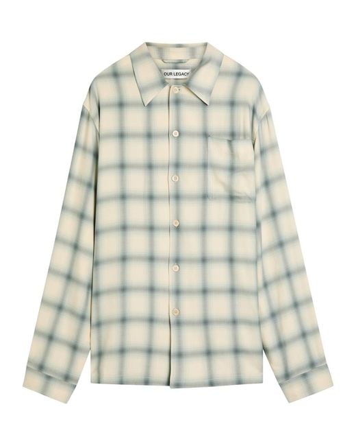 Our Legacy White Every Checked Woven Shirt for men