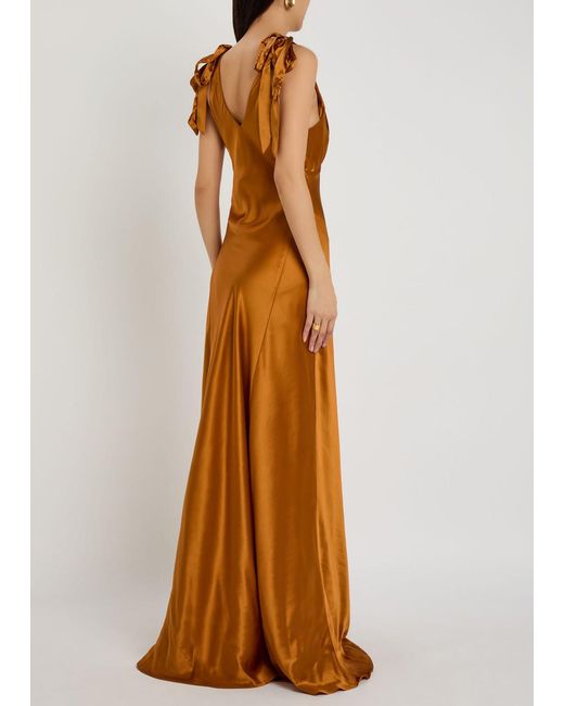 Reformation Brown Pernille Silk Gown