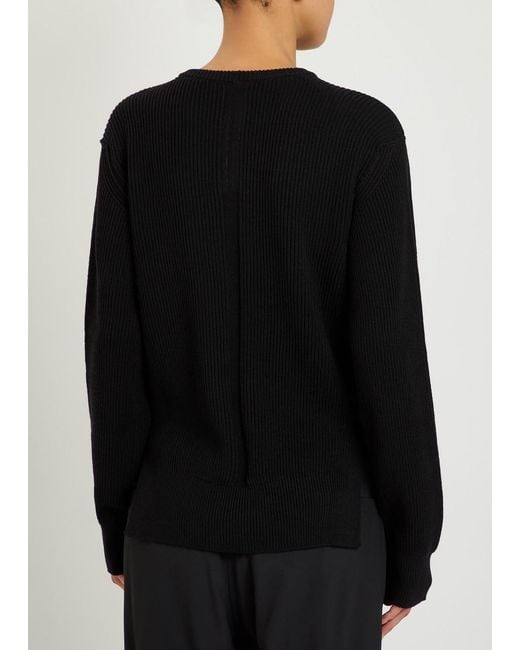 Rick Owens Black Fisherman Ribbed Wool Jumper