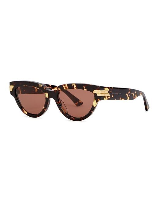 Bottega Veneta Brown Tortoiseshell Cat-Eye Sunglasses, Sunglasses