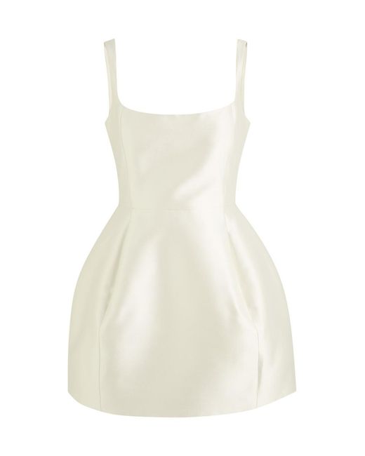 De La Vali White Lola Satin-Twill Mini Dress