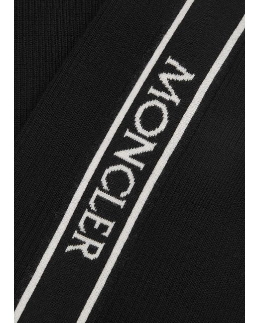 Moncler Black Ribbed Half-zip Wool Top
