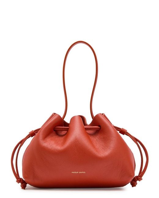 Mansur Gavriel Red Drawstring Leather Pouch