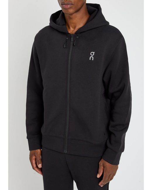 On Shoes Blue Focus Tech Hooded Cott-Blend Sweatshirt for men