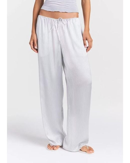 Skims Gray Lace-Trim Woven Shine Trousers