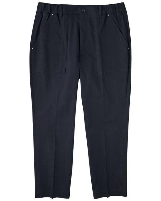 Moncler Blue Logo Cotton-Stretch Trousers for men
