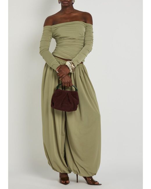 Ronny Kobo Green Ruby Ruched Tissue Jersey Top