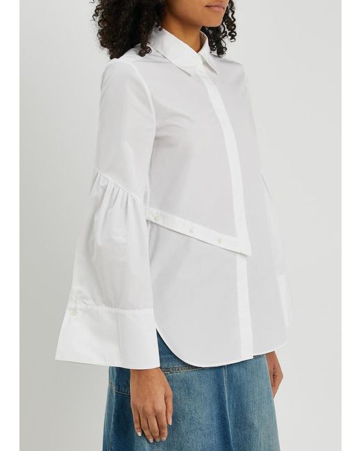 3.1 Phillip Lim White Asymmetric Cotton-blend Poplin Shirt