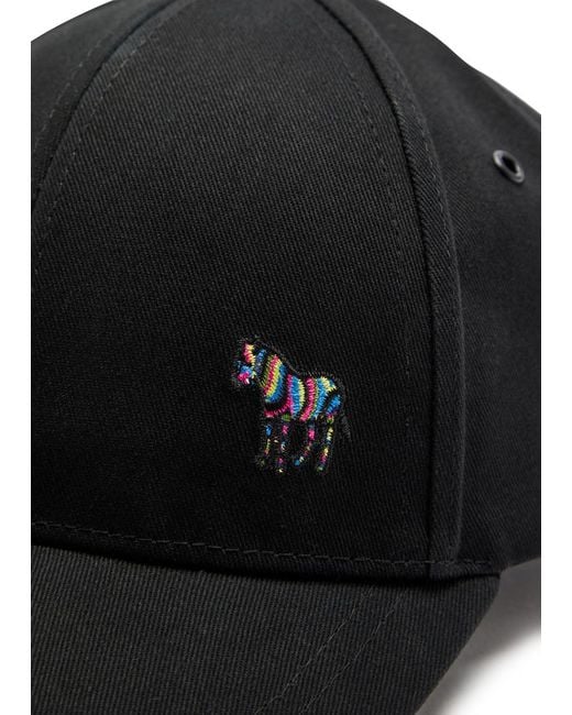 Paul Smith Black Zebra-Embroidered Cotton Cap for men