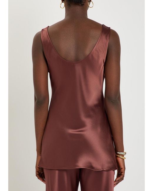 Shona Joy Red Savanna Scoop-Neck Satin Tank Top