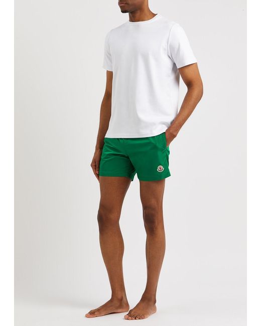 Moncler Green Logo Shell Swim Shorts for men