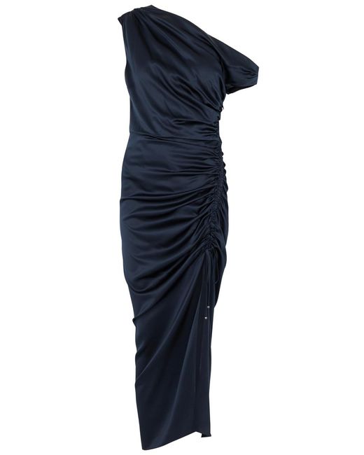 Veronica Beard Blue Kadie One-shoulder Stretch-silk Maxi Dress