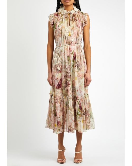 Zimmermann Dancer Flutter Floral-print Silk-chiffon Midi Dress | Lyst