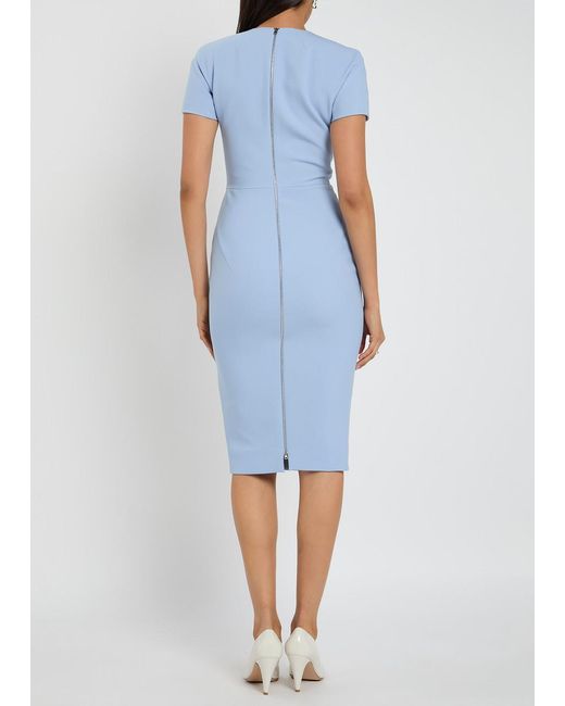 Victoria Beckham Blue Woven Midi Dress