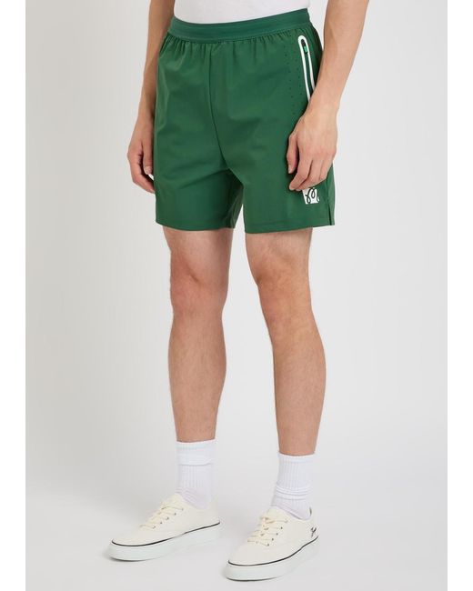 Malbon Green Performance 2-1 Logo Stretch-Jersey Shorts for men
