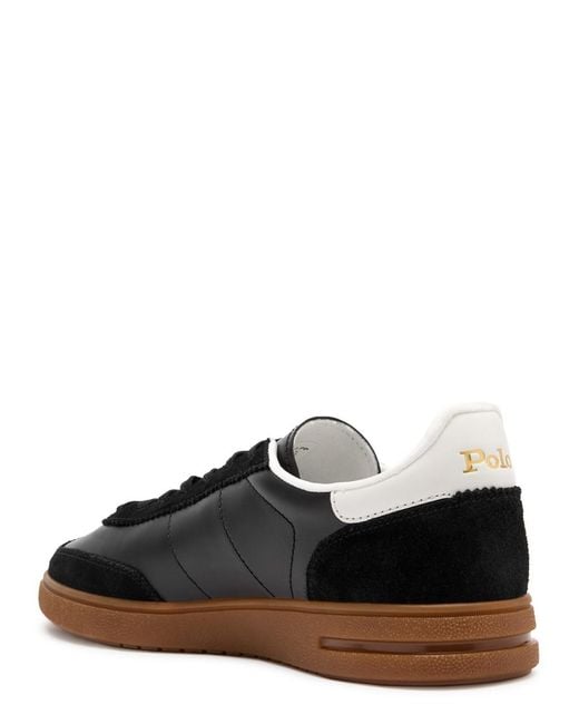 Polo Ralph Lauren Black Bedford Panelled Leather Sneakers for men