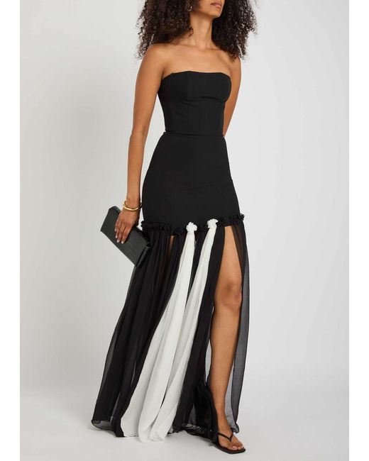 Nensi Dojaka Black Colour-Blocked Stretch-Crepe Maxi Dress