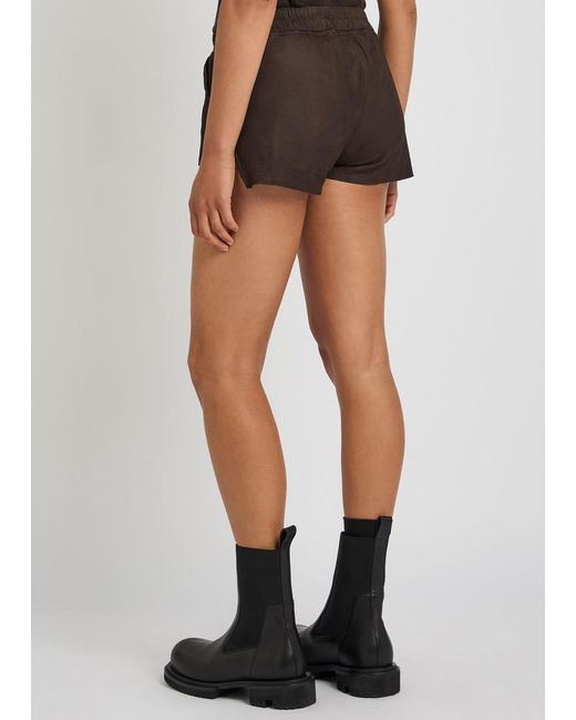 Rick Owens Brown Fog Boxers Suede Shorts