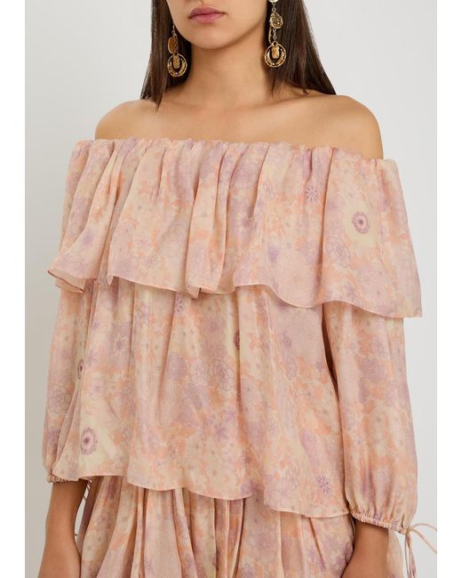 Chloé Pink Floral-Print Silk Top