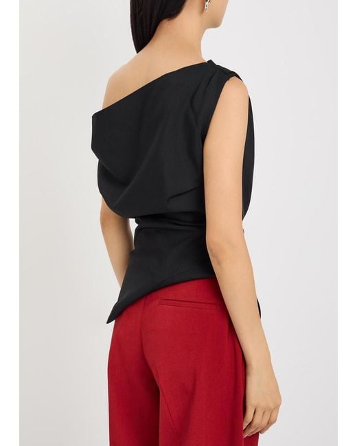 Rohe Black Asymmetric Off-The-Shoulder Top