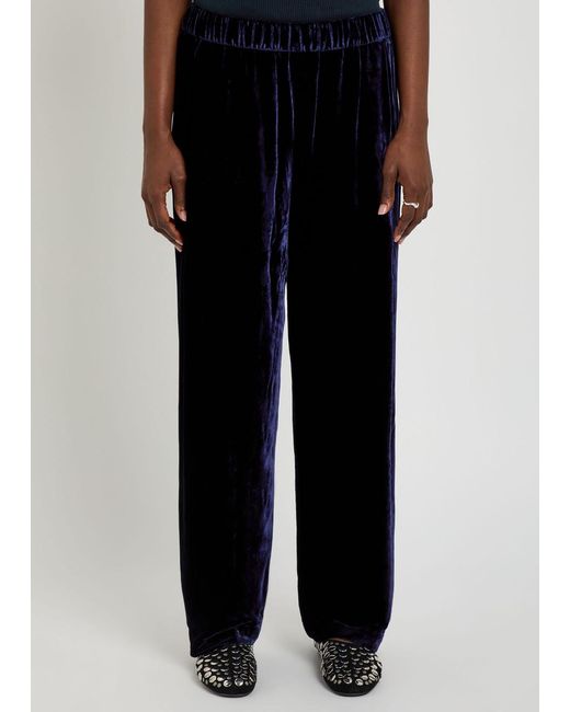 Eileen Fisher Blue Straight-Leg Velvet Trousers