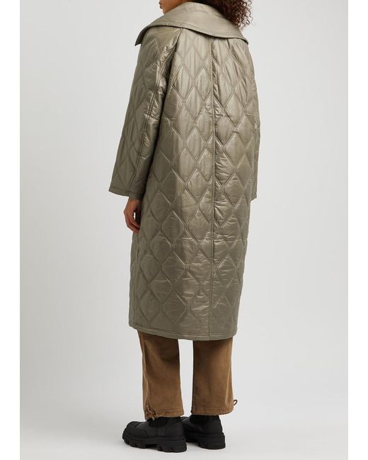 Ganni Natural Quilted Shell Coat