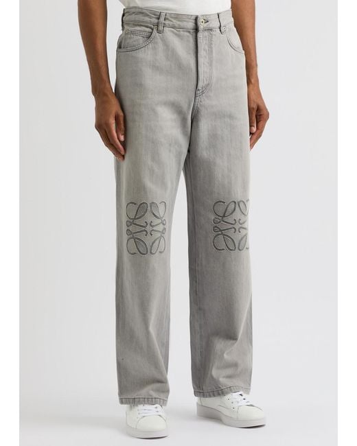 Loewe Gray Anagram Wide-Leg Jeans for men