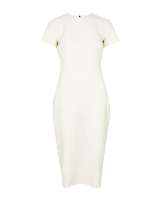 Victoria Beckham White Crepe Midi Dress