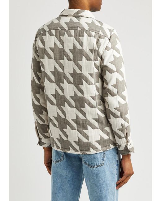 Wax London White Whiting Houndstooth Cotton-blend Overshirt for men