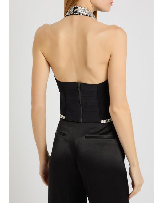 Alice + Olivia Black Gatz Embellished Top