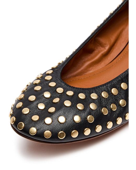 Lanvin Black Studded Leather Ballet Flats