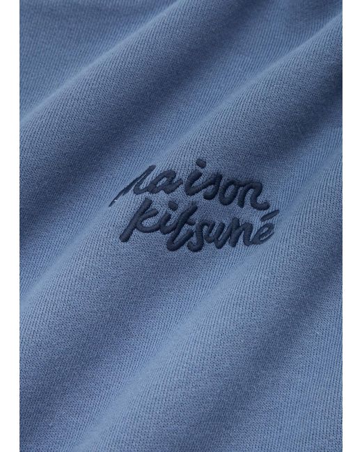Maison Kitsuné Blue Logo-embroidered Cotton Sweatshirt for men