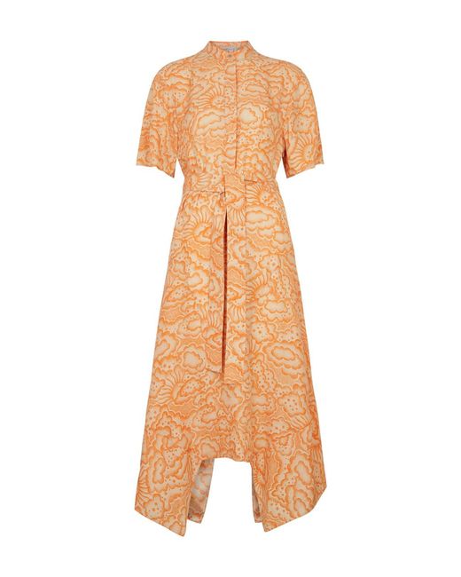 Stella McCartney Orange Cloud-print Silk Midi Dress