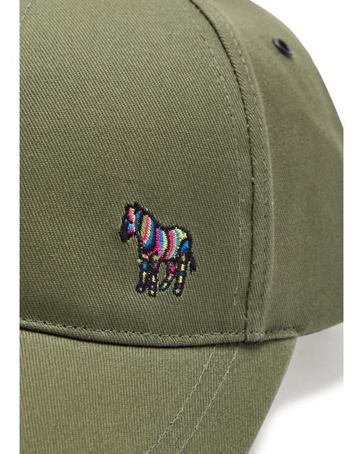 Paul Smith Green Zebra-Embroidered Cotton Cap for men