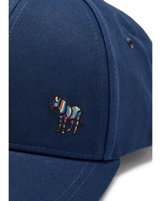 Paul Smith Blue Zebra-Embroidered Cotton Cap for men