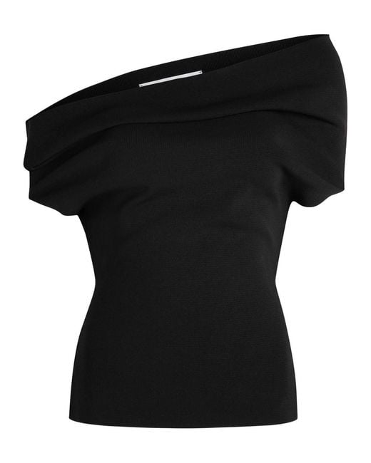 ARMARIUM Black Debra Asymmetric Stretch-Knit Top