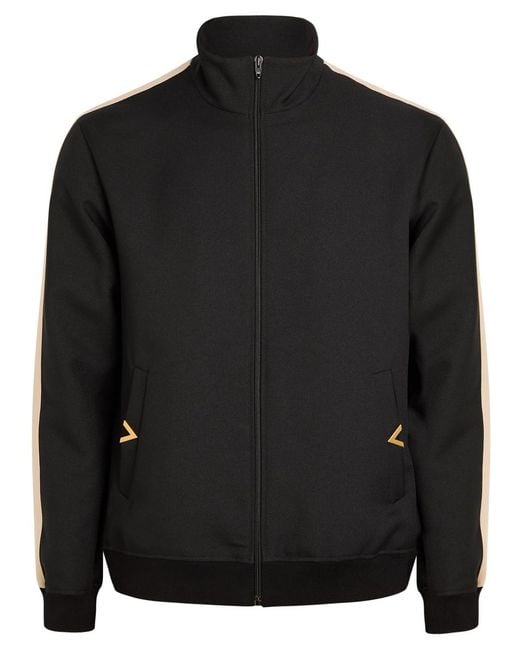 Valentino Garavani Black Panelled Jersey-Twill Track Jacket for men