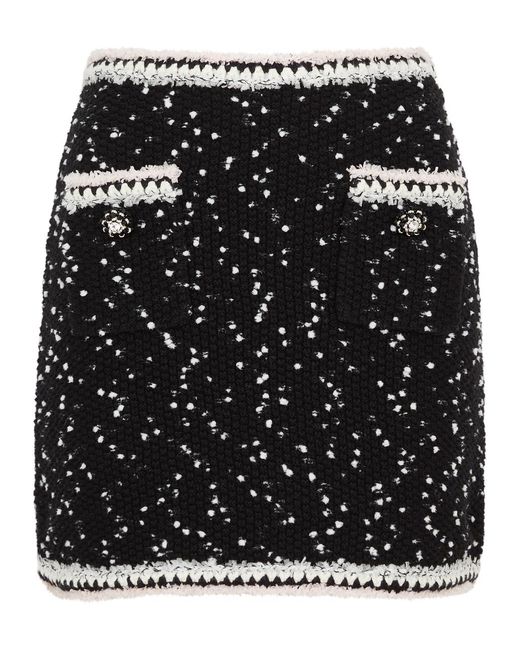 Self-Portrait Black Bouclé Tweed Mini Skirt
