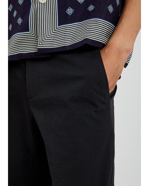 Bode Black Straight-Leg Seersucker Trousers for men