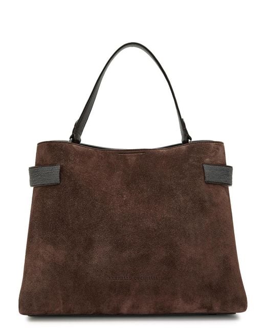Brunello Cucinelli Brown Suede Tote Bag