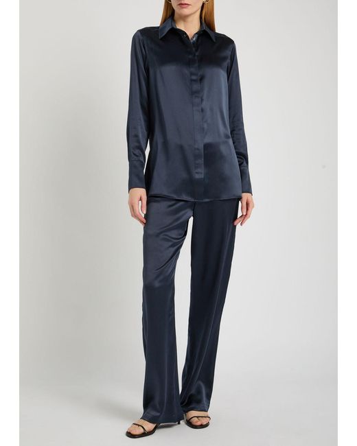 Olivia Von Halle Blue Bacall Silk Pyjama Set