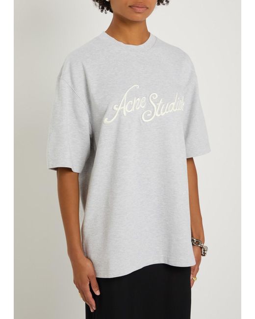Acne White Logo-Embroidered Piqué Cotton T-Shirt